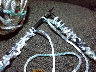 Being careful not to twist, slip the last stitch onto the bor needle.