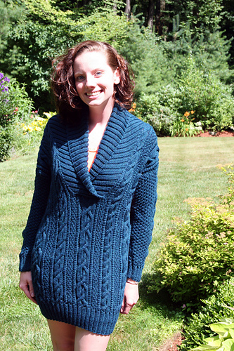 shawl collar tunic sweater