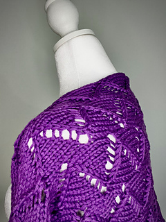 side view of Madeira shrug on dress form