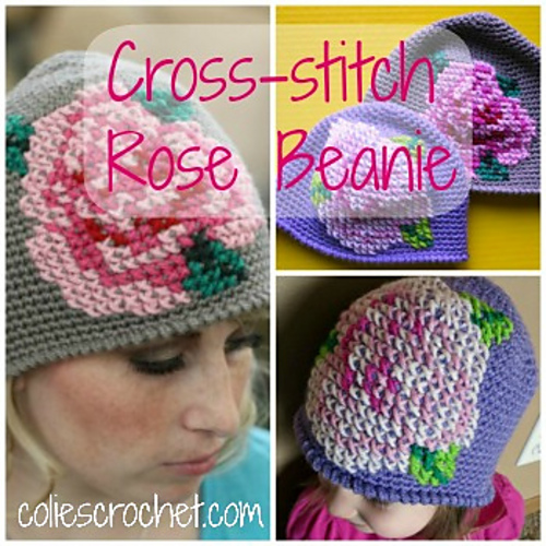 Ravelry: Cross-stitch Rose Beanie pattern by Nicole Bencker