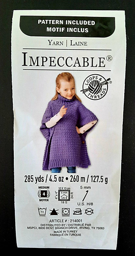 Loops & Threads Impeccabale yarn used to knit this pattern.
