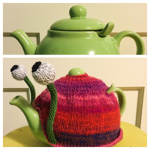 Ravelry Snail tea cosy pattern by Anke Klempner