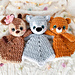Baby Lovey Bundle, Bear Deer Wolf pattern 