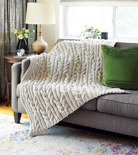 Ravelry Cables and Ribs Blanket pattern by Mary Maxim