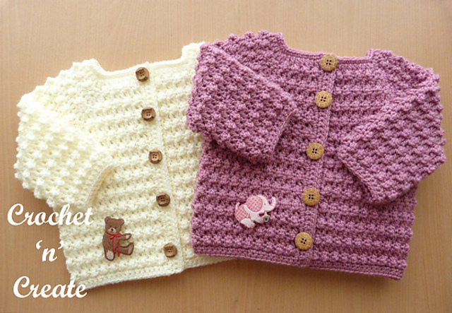 Knobbly Baby Cardigan pattern by Crochet 'n' Create Knobbly Baby Cardigan pattern by Crochet 'n' Create