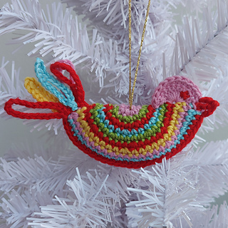 Crochet bird Christmas tree decoration