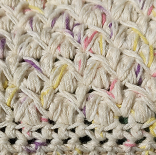 Crochet mini baguette shoulder bag featuring Bean Stitch and mini Bean Stitch