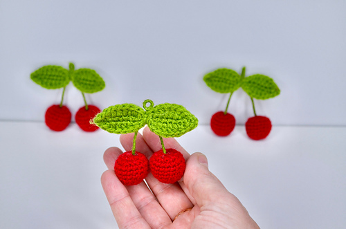 Cherry with Leaves Keychain