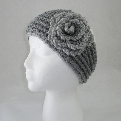 Ravelry New Headband with Lettuce Leaf Rose pattern by Tina Rodriguez