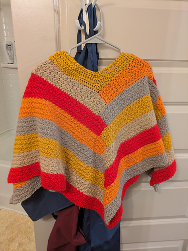 Autumn Color Block Poncho