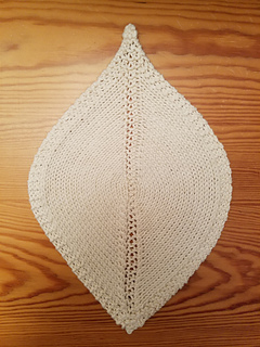1st Attempt- Stockinette Leaf after stretching it out when wet.