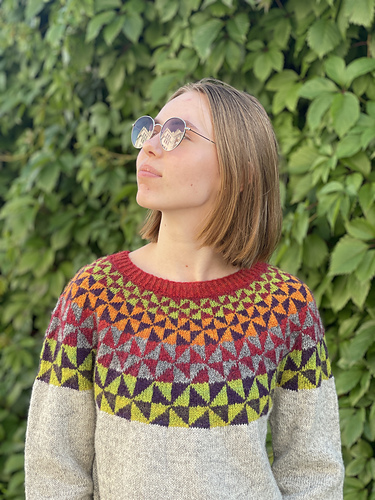 Multicolor Geometrisk Genser - Rose Marinne