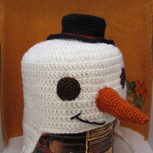 Frosty the Snowman Crocheted Earflap Hat photo 2