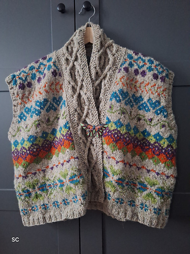 Fairisle and cable waistcoat