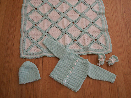 Heirloom Baby Afghan and Hat and Sweater Set photo 2