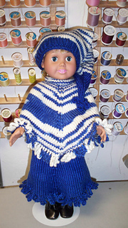 Ravelry: 18" Doll Poncho, Skirt & Stocking Hat pattern by AnnaLu Coco-Gorr