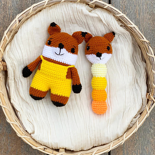 Ravelry: Ferdi the Fox & Walt the Wolf Rattle pattern by Kiran Khandwala