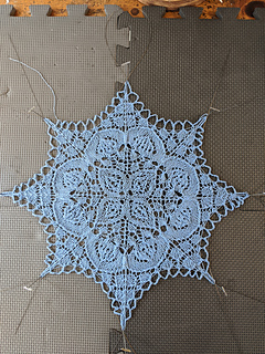 070421.  Suddenly Sarah became obsessed that her blocking wires look beautiful, too.