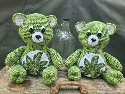 Pot Leaf Stash Jar Bear - Raechel Kammers