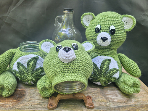Pot Leaf Stash Jar Bear - Raechel Kammers