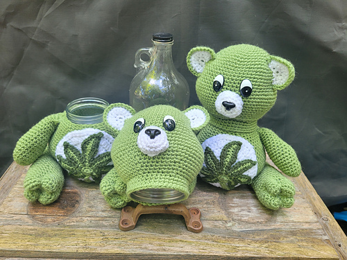 Pot Leaf Stash Jar Bear - Raechel Kammers