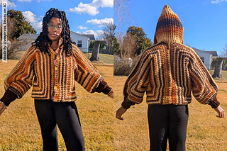 Red Heart Super Saver Latte Stripes Hexagon Cardigan Crochet Pattern by The Stitch Queen Crochet