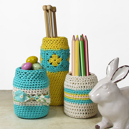 Ravelry Upcycled Glass Jars pattern by Kim Firth