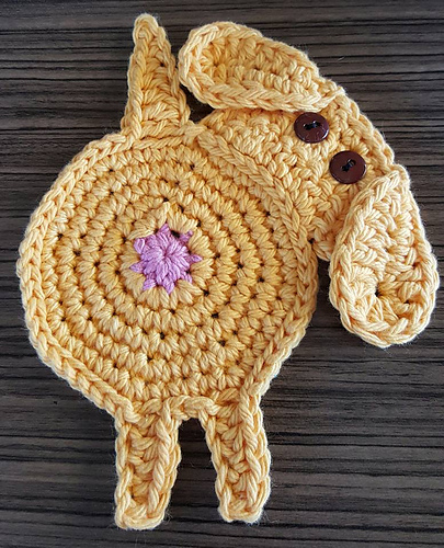 Peeking Dog Butt Coaster - Upper Crust Crochet