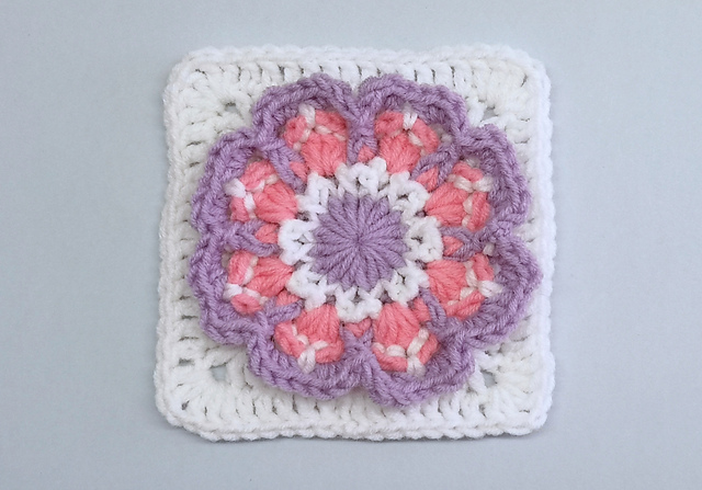 Square with 3D flower #76