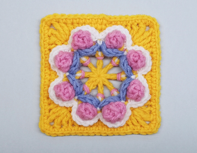 Square with 3D flower #79
