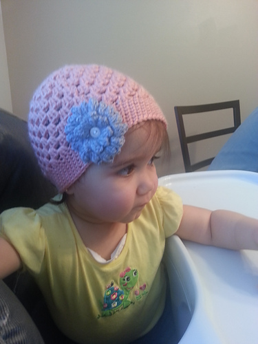 Cluster Stitch Baby Beanie with Flower photo 7