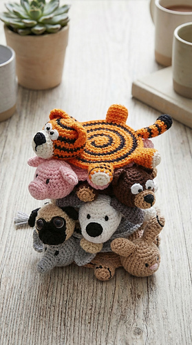 7 in 1 crochet animal coasters