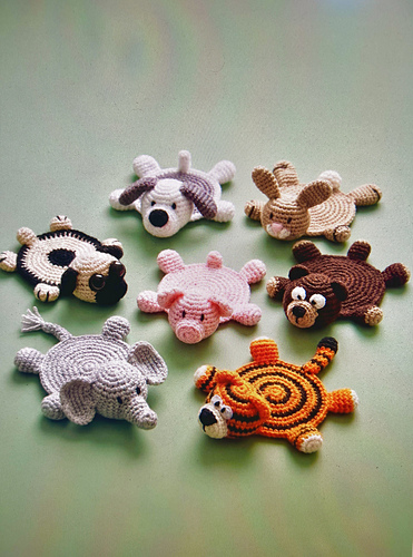 7 in 1 crochet animal coasters