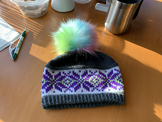 xsm, berroco ultra wool, #3 and 5, co 96, dec *k9, k2tog twice, k10* then k8 k2tog around, etc