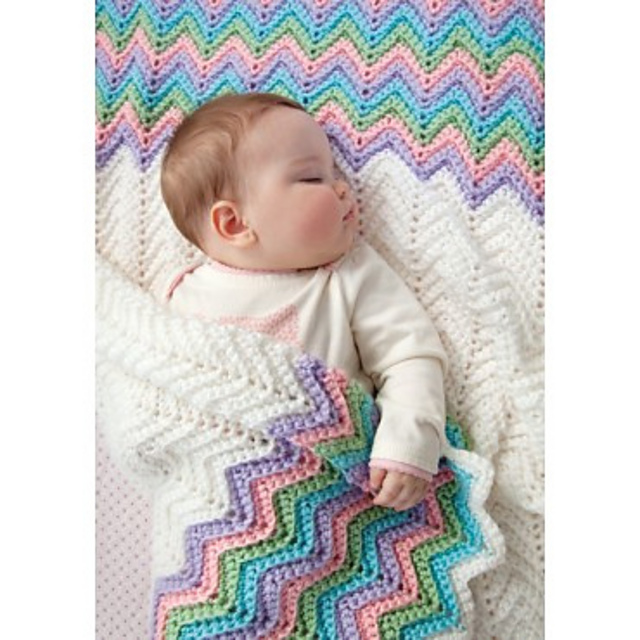 Ravelry Rickrack Rainbow Baby Blanket pattern by Red Heart Design Team