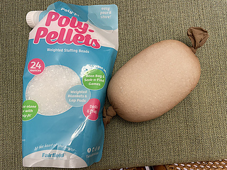 Nylon stocking bean bag with Poly-Pellets.