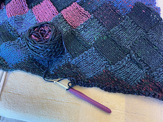 Finally prepping and setting hours aside to do the fringe.  Knitting was done for months!