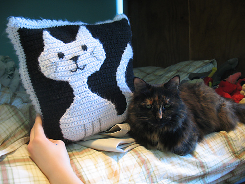 Cat and Mouse afghan and pillow photo 4
