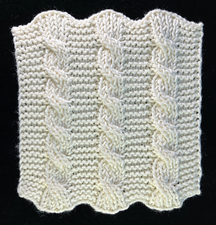 Swatch shows the scallops that form naturally. The 2 sides are identical.