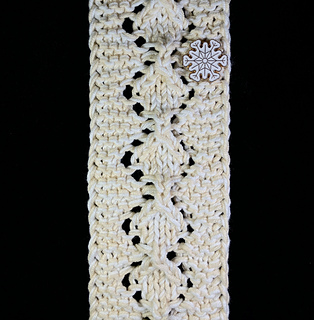 Longer view of scarf: stockinette diamonds on a garter stitch background