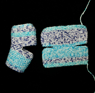 One sock after and before sewing the 2 seams
