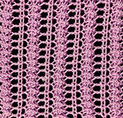 Blocked swatch shows about 4 and a half repeats here.