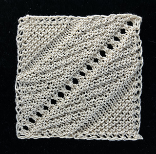 Front side of 2.5" block with #20 crochet thread and U.S.#0 (2mm) needles