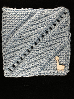 Front side of 4.5" block with Bernat Softee Baby Cotton and U.S. 6 (4mm) needles